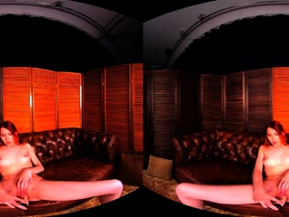 Attractive ginger babe Elin Flame enjoys striptease show