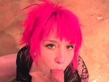 BJ pink hair GF deepthroat cock in POV