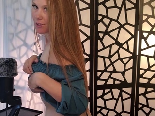 Ginger ASMR – Scratching and Wetting My Top for Relaxation