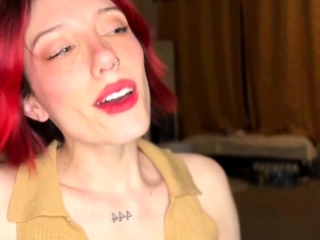 Small titted redhead amateur riding penis in close up